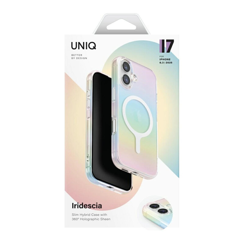 Husa iPhone 17 Pro UNIQ Iridescia MagClick™, Rainbow
