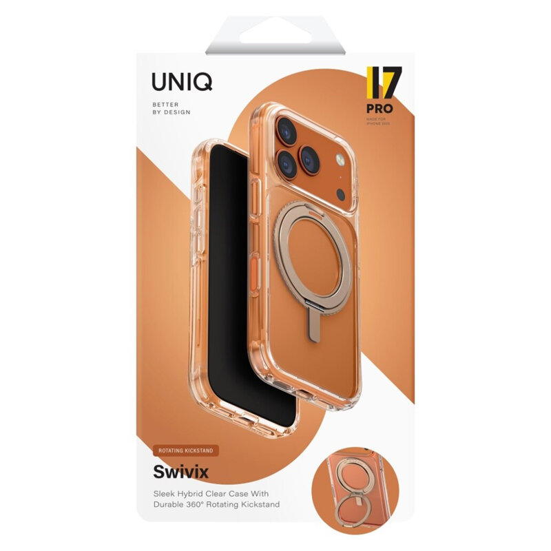 Husa iPhone 17 Pro Max UNIQ Swivix 360° Kickstand, auriu