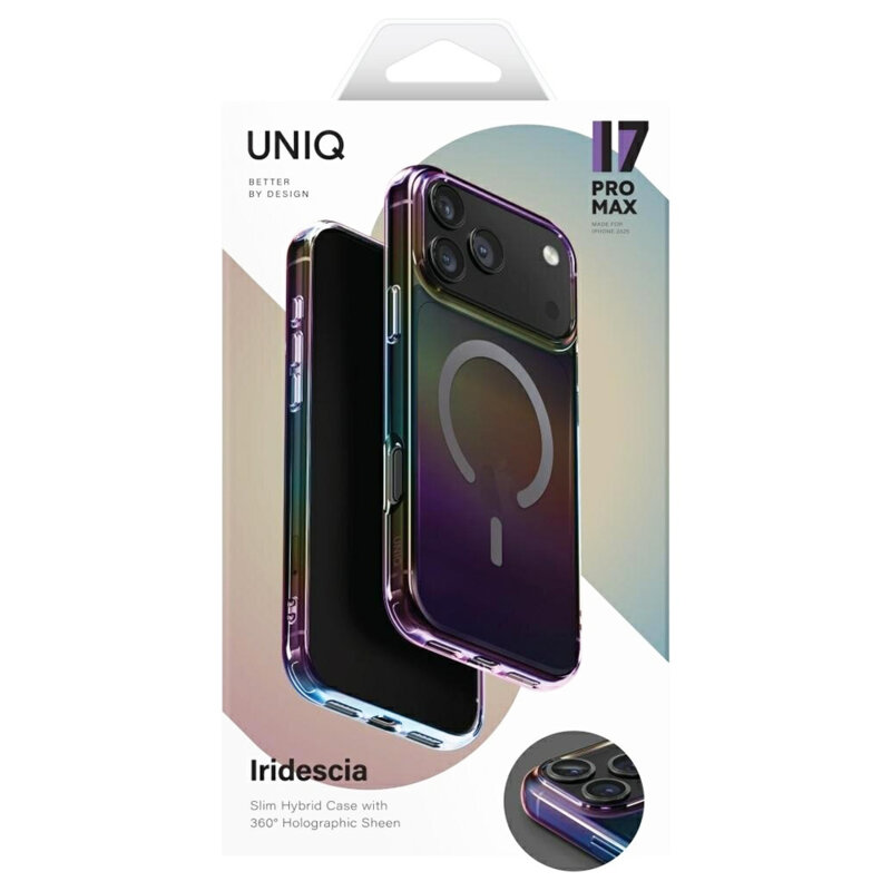 Husa iPhone 17 Pro UNIQ Iridescia MagClick™, Aurora Borealis