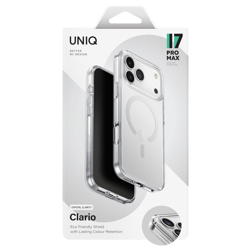 Husa iPhone 17 UNIQ Clario MagClick™, transparenta