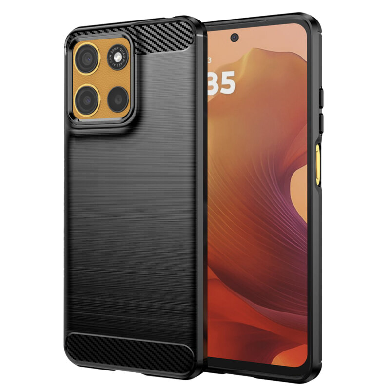 Husa Motorola Moto G17 Power Techsuit Carbon Silicone, negru