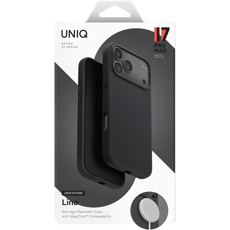 Husa iPhone 17 Pro UNIQ Lino MagClick™, negru