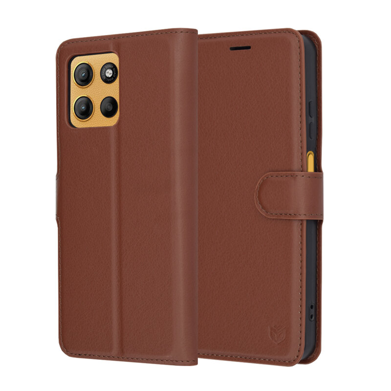 Husa Motorola Moto G17 Techsuit Leather Folio, maro