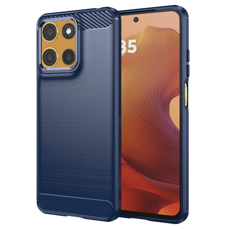 Husa Motorola Moto G17 Power Techsuit Carbon Silicone, albastru