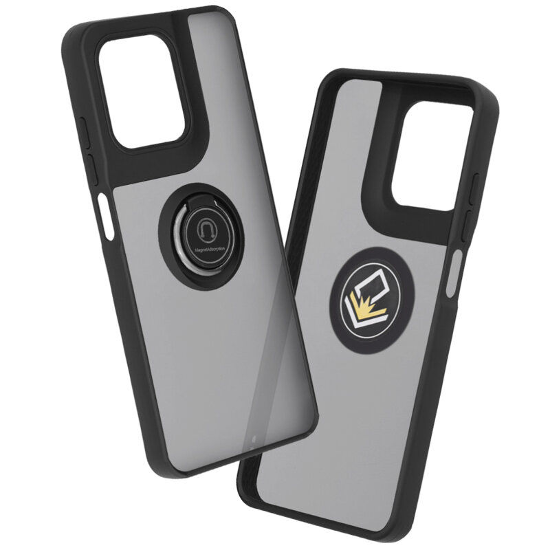 Husa Motorola Moto G17 Power Techsuit Glinth cu inel suport stand magnetic, negru