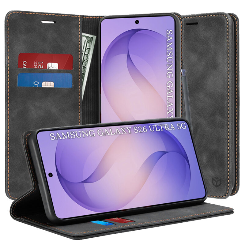 Husa piele Samsung Galaxy S26 Ultra Techsuit Confy Cover, negru