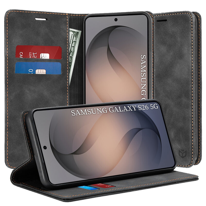 Husa piele Samsung Galaxy S26 Techsuit Confy Cover, negru