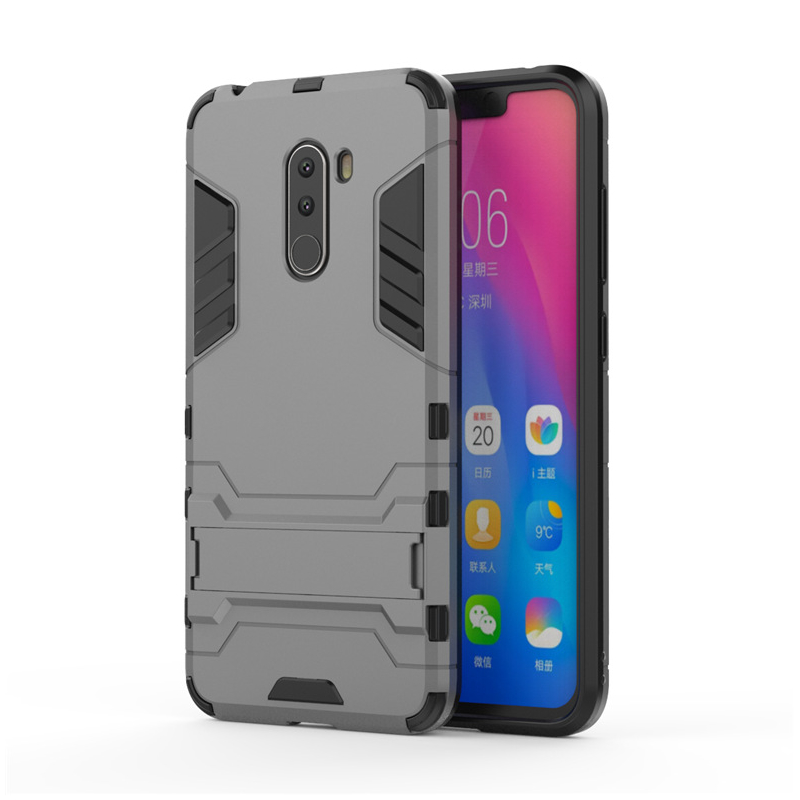 Husa Xiaomi Pocophone F1 Mobster Hybrid Stand Shell – Grey