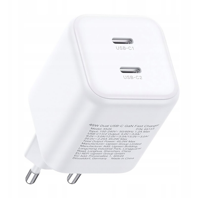 Incarcator GaN tip C, Fast Charge Ugreen, 45W, alb, 65154