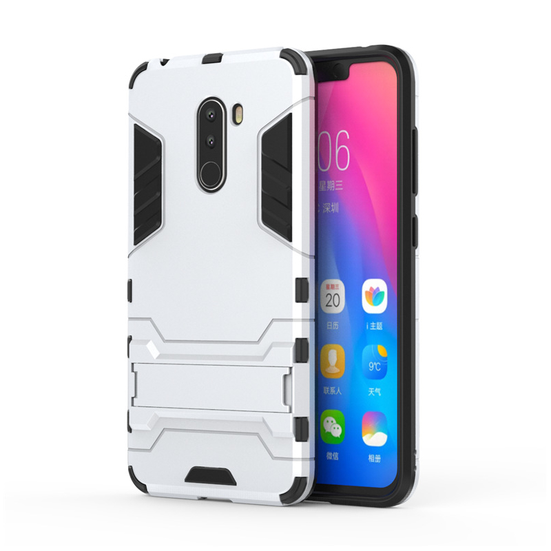 Husa Xiaomi Pocophone F1 Mobster Hybrid Stand Shell – Silver