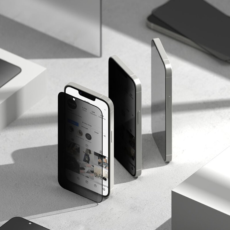 [Pachet 2x] Folie sticla iPhone 17e Ringke Easy Slide Privacy Tempered Glass, negru