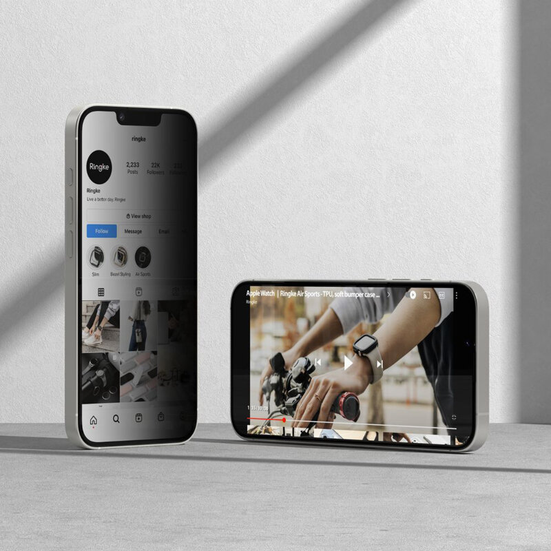 [Pachet 2x] Folie sticla iPhone 17e Ringke Easy Slide Privacy Tempered Glass, negru