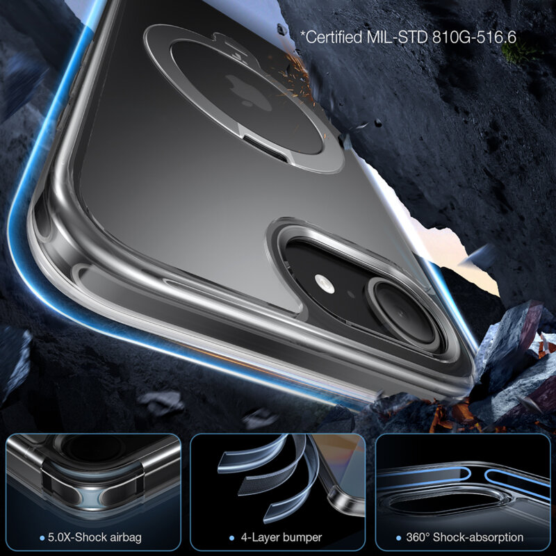 Husa iPhone 17e Torras Ostand Spin MagSafe Series, transparenta