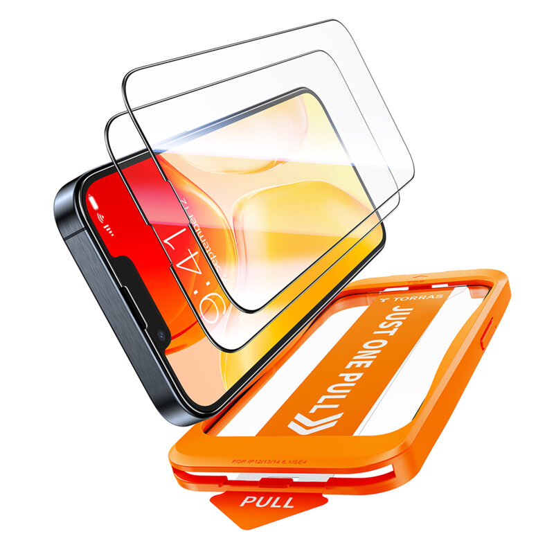 Folie sticla iPhone 17e Torras GlassGo Install Master, negru