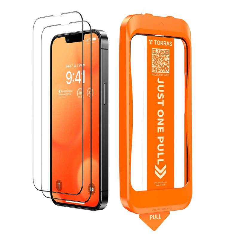 Folie sticla iPhone 17e Torras GlassGo Install Master, negru