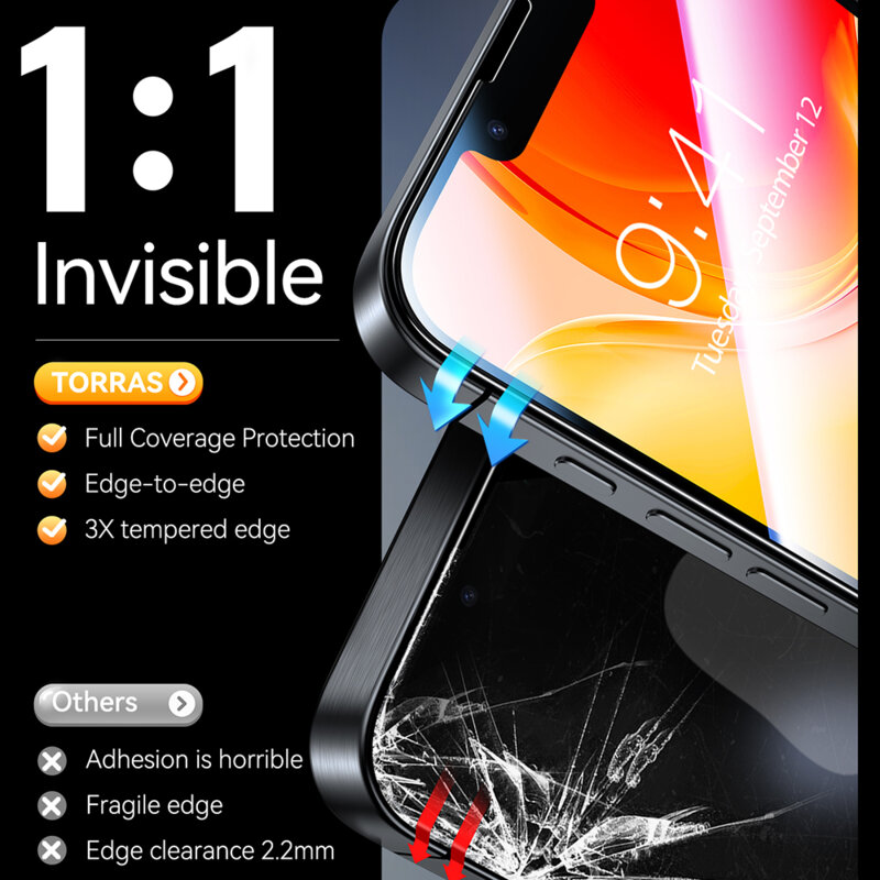 Folie sticla iPhone 17e Torras GlassGo Install Master, negru