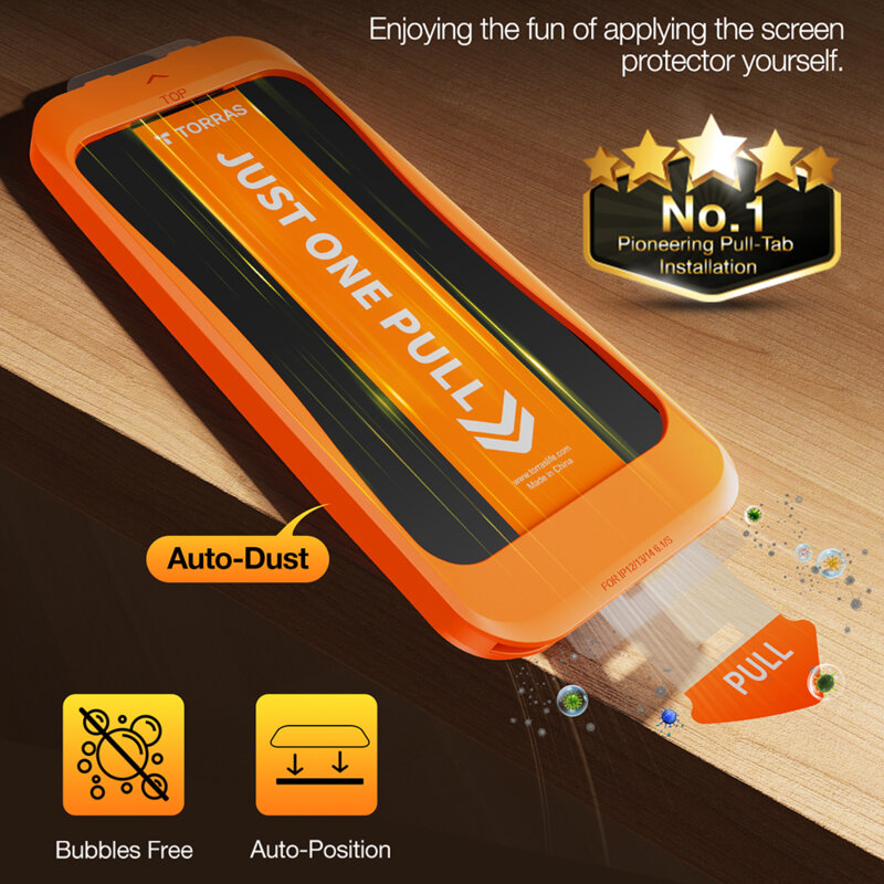 Folie sticla iPhone 17e Torras GlassGo Install Master, negru