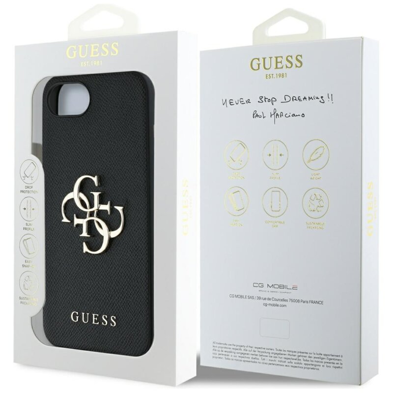 Husa originala Guess iPhone 17e 4G Grained Big and Classic Logo, negru, GUHCPSE4PGT4MBK