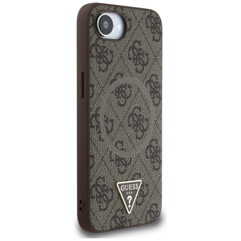Husa iPhone 17e Guess 4G Ring Triangle Logo MagSafe, maro, GUHMPSE4P4TDPW