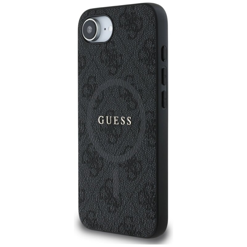 Husa iPhone 17e Guess 4G Ring Classic Logo MagSafe, negru, GUHMPSE4G4GFRK
