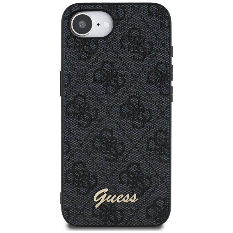 Husa originala Guess iPhone 16e Hardcase 4G Script Logo, negru, GUHMPSE4HG4SHK