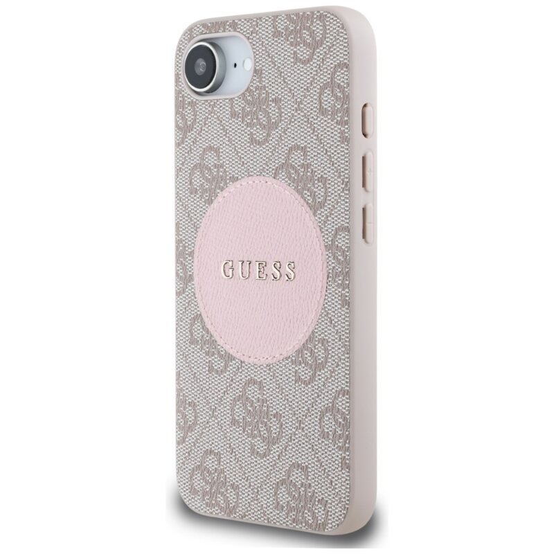 Husa iPhone 17e Guess 4G Circle Classic Logo MagSafe, roz, GUHMPSE4P4PGRSGP