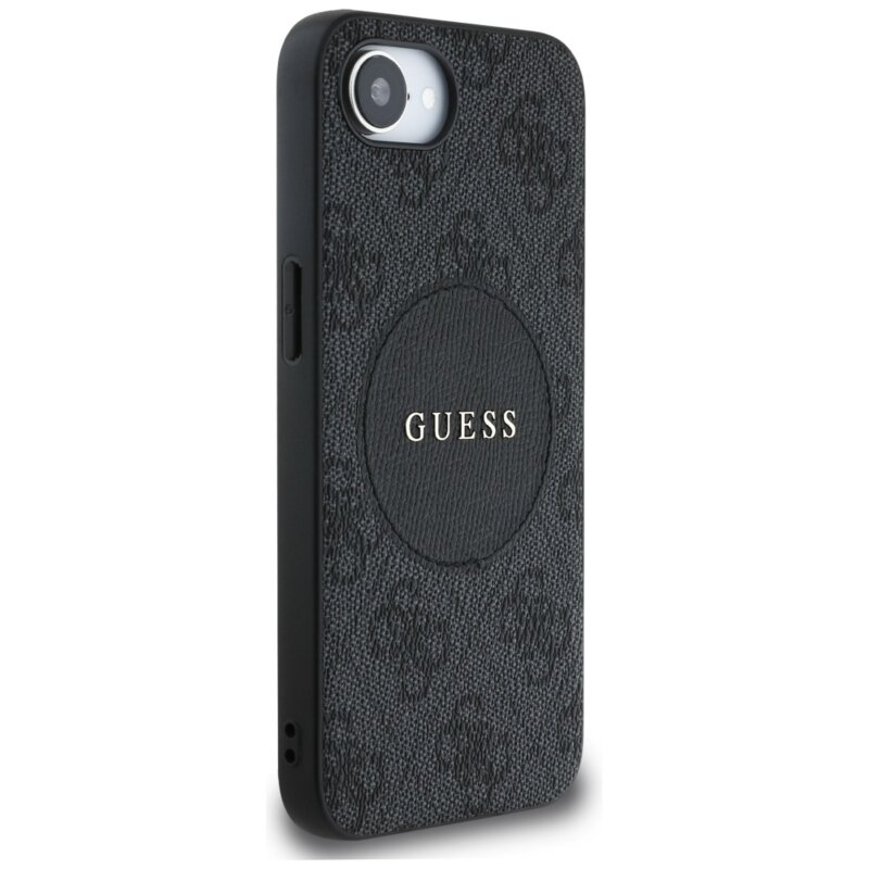 Husa iPhone 17e Guess 4G Circle Classic Logo MagSafe, negru, GUHMPSE4P4PGRSGK
