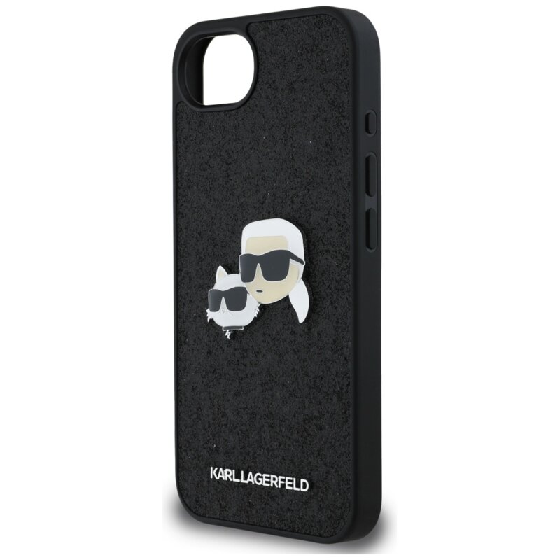Husa Karl Lagerfeld iPhone 17e Hardcase Glitter Fixed, negru, Karl&Choupette Head, KLHCPSE4PFGKCPK