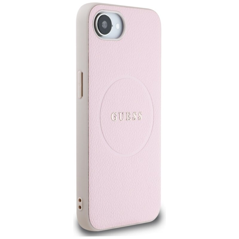 Husa iPhone 17e Guess Grained Gold Ring MagSafe, roz, GUHMPSE4PGHSMMP