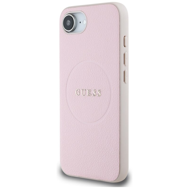 Husa iPhone 17e Guess Grained Gold Ring MagSafe, roz, GUHMPSE4PGHSMMP