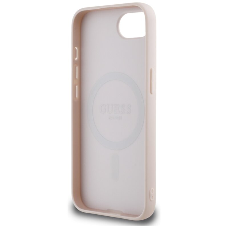 Husa iPhone 17e Guess Grained Gold Ring MagSafe, roz, GUHMPSE4PGHSMMP