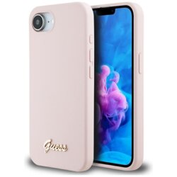 Husa Guess iPhone 17e Silicone Script Metal Logo, roz, GUHMPSE4SMBSLP