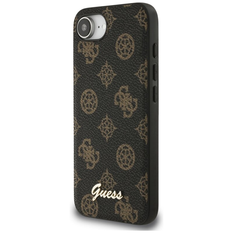 Husa iPhone 17e Guess Peony Script MagSafe, negru, GUHMPSE4PGPYSK
