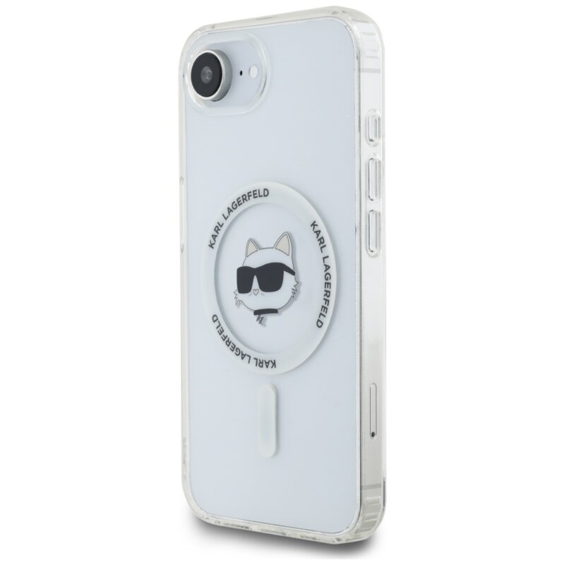 Husa iPhone 17e Karl Lagerfeld IML MagSafe, alb, Choupette`s Head, KLHMPSE4HLSCHH