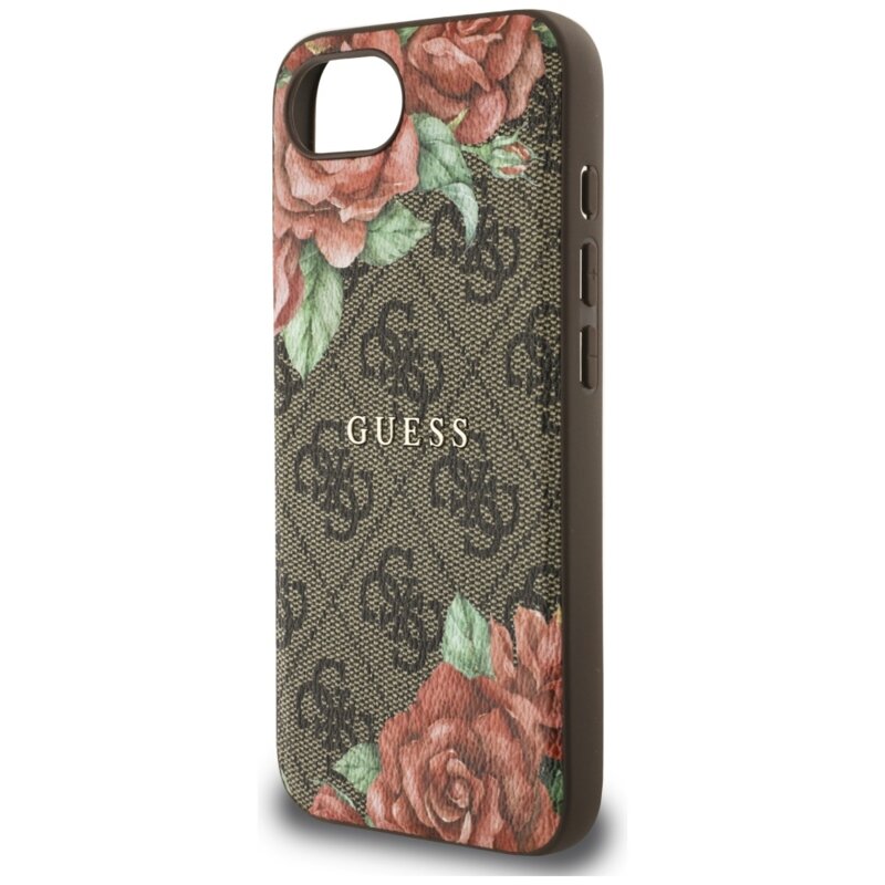 Husa originala Guess iPhone 17e Hardcase 4G Flower Print MagSafe, maro, GUHMPSE4P4ROPEMCW