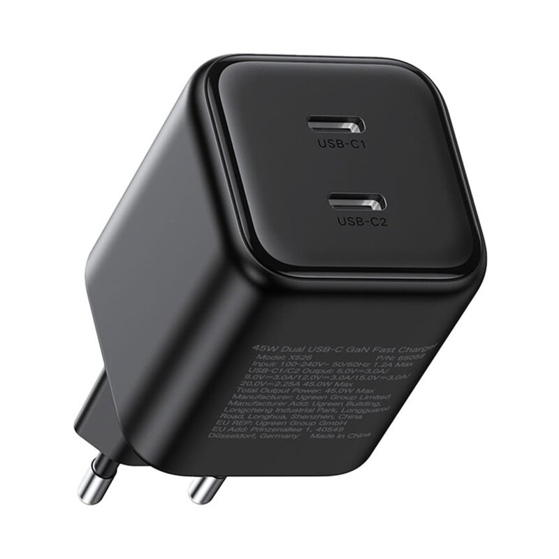 Incarcator GaN tip C, Fast Charge Ugreen, 45W, negru, 65058