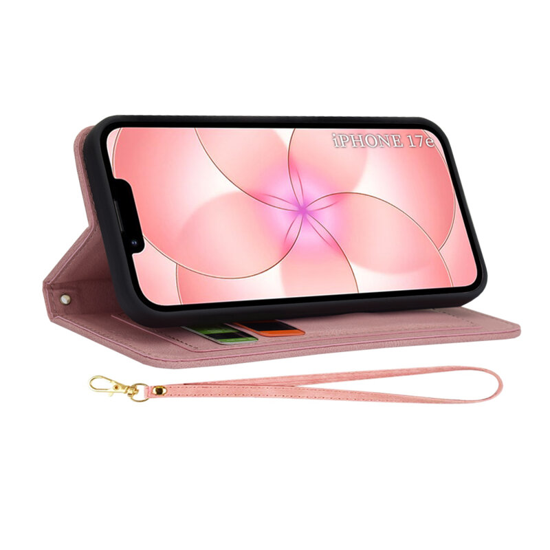 Husa personalizata fete iPhone 17e Techsuit FlipCraft, roz