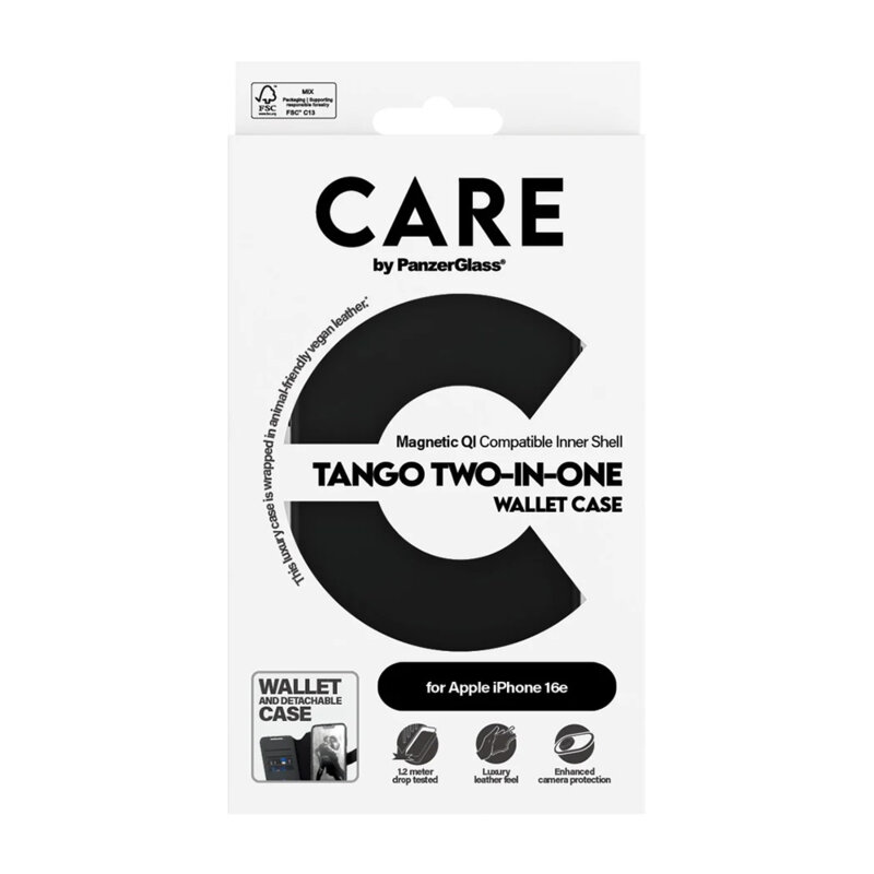 Husa iPhone 17e PanzerGlass® CARE Feature Case Tango Two-in-One Wallet, negru
