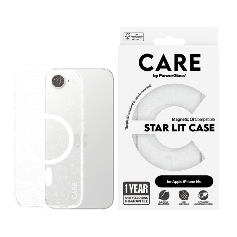 Husa iPhone 17e PanzerGlass® CARE Flagship Urban Combat Star Lit w. White Qi Compatible, transparenta