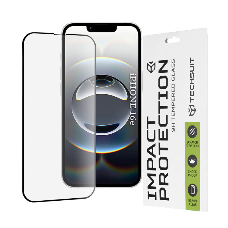 Folie sticla iPhone 16e Techsuit 111D Full Glue Full Cover, negru
