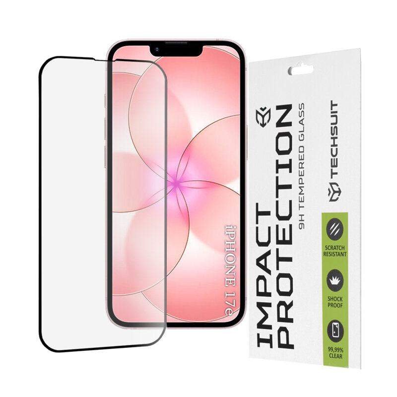 Folie sticla iPhone 17e Techsuit 111D Full Glue Full Cover, negru
