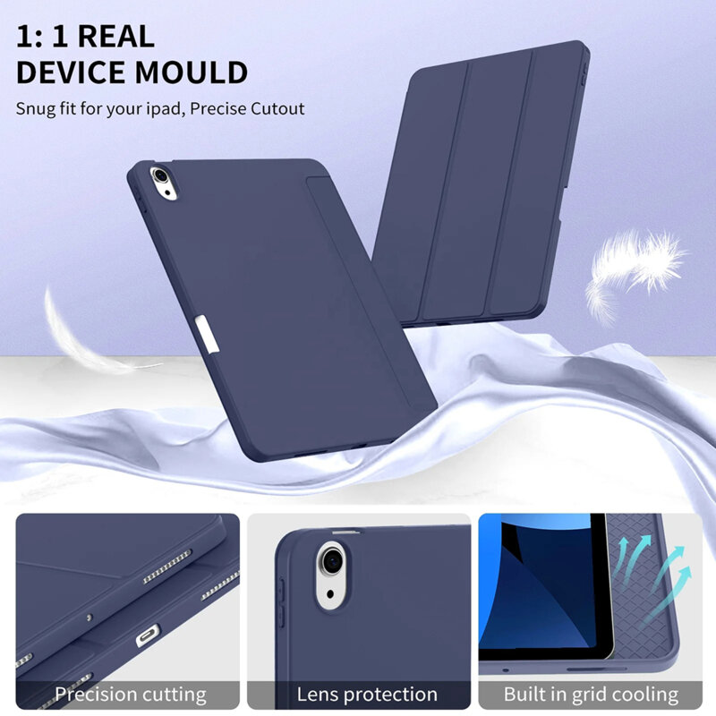 Husa iPad Air 11 (2026) Techsuit Flex Trifold Pen, bleumarin