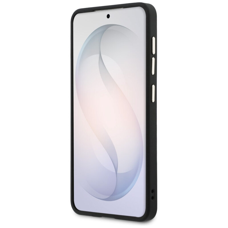 Husa Guess Saffiano Peony Embossed Ring MagSafe Samsung Galaxy S26, negru, GUHMS26SPSAMSECK