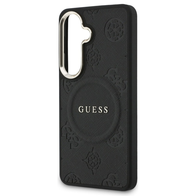 Husa Guess Saffiano Peony Embossed Ring MagSafe Samsung Galaxy S26, negru, GUHMS26SPSAMSECK