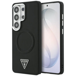 Husa Samsung Galaxy S26 Ultra Guess Embossed Ring Triangle Logo MagSafe, negru, GUHMS26LPSDTSCMK