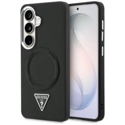 Husa Samsung Galaxy S26 Guess Embossed Ring Triangle Logo MagSafe, negru, GUHMS26SPSDTSCMK