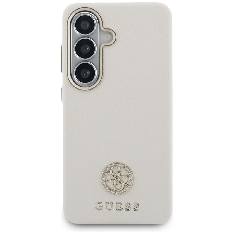 Husa originala Guess Samsung Galaxy S26 Rhinestone Round Logo MagSafe, bej, GUHMS26SPGCRMDEE