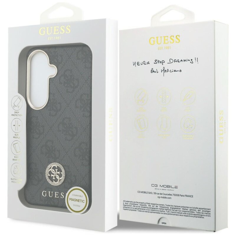 Husa originala Guess Samsung Galaxy S26 Plus Rhinestone Round Logo MagSafe, negru, GUHMS26MP4GRMDEK