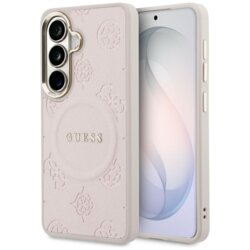 Husa Guess Saffiano Peony Embossed Ring MagSafe Samsung Galaxy S26, roz, GUHMS26SPSAMSECP