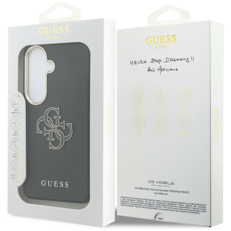 Husa Samsung Galaxy S26 Plus Guess Grained Big 4G Metal Logo, negru, GUHCS26M5PS4RGGK